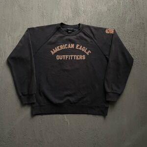 Vintage American Eagle Sweatshirt Mens Medium Black 2000s Y2K